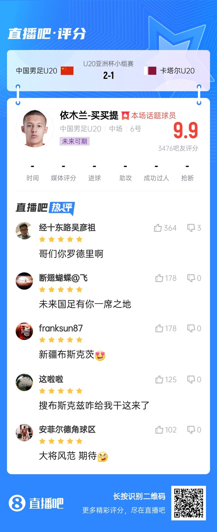  依木蘭+陳澤仕泰山中場連線！19歲依木蘭獲封：新疆布斯克茨！
