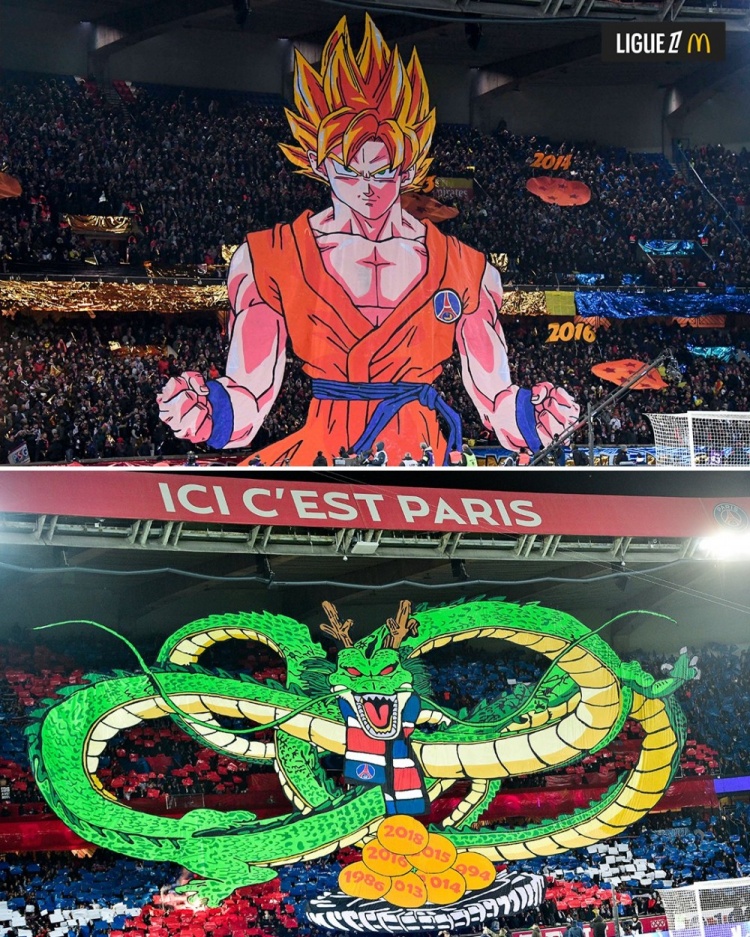  逝世一周年，法甲官推曬昔日巴黎主場龍珠TIFO：鳥山明經(jīng)典永存