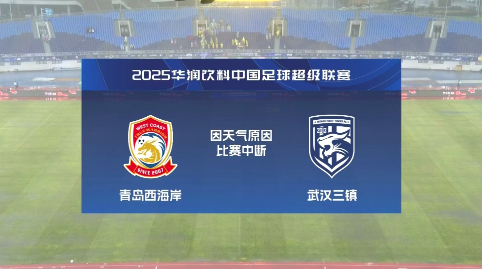  比賽延期！青島西海岸vs武漢三鎮(zhèn)進(jìn)行至18分鐘，因天氣中斷30分鐘