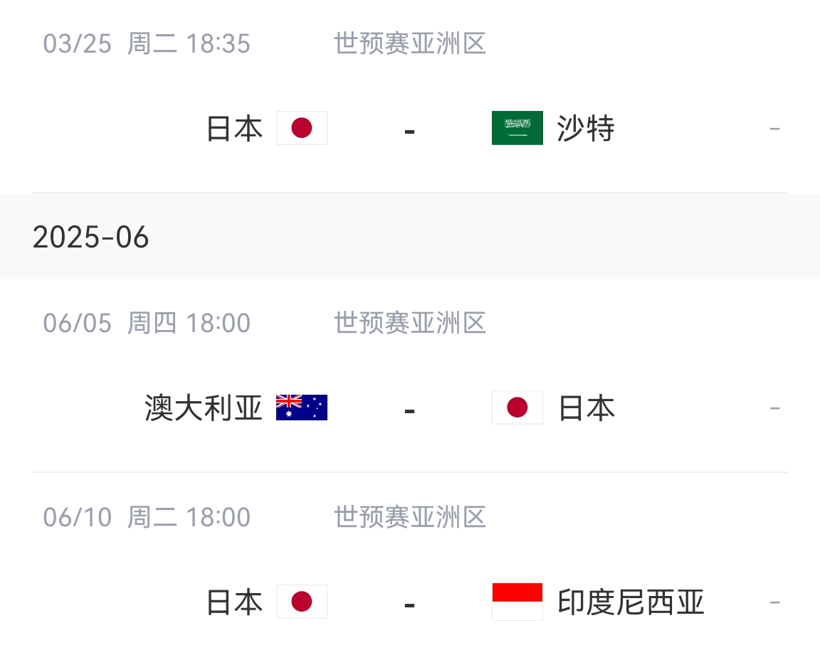  會不會放水？日本剩余賽程：主場vs沙特&印尼，客場vs澳大利亞