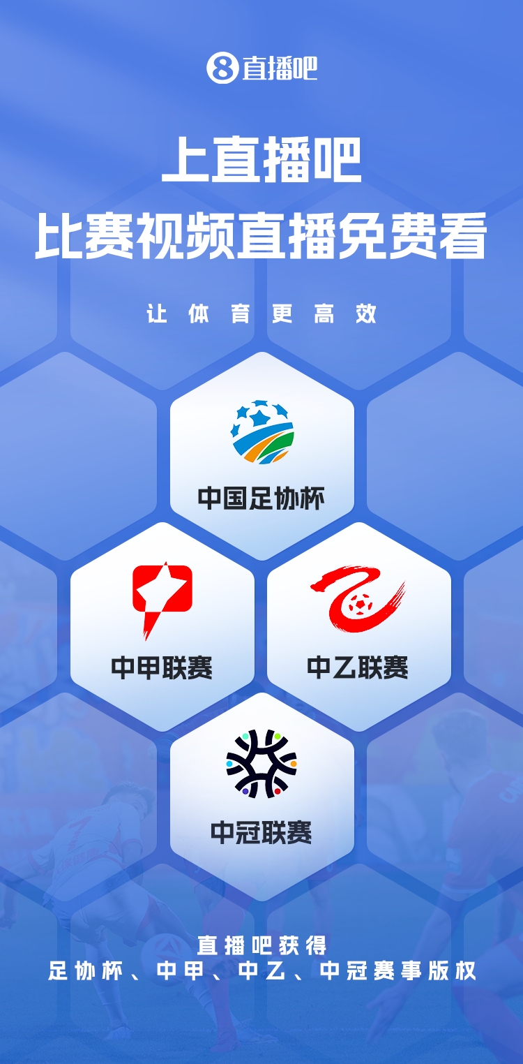  官宣！直播吧獲足協(xié)杯、中甲、中乙、中冠賽事版權(quán)，免費視頻直播